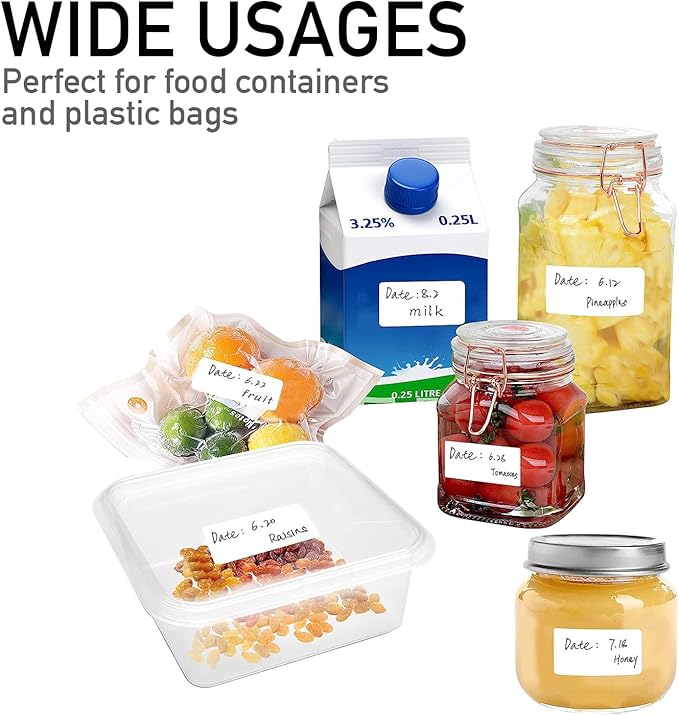 1000 Pcs Blank Removable Freezer Labels Water Oil Resistant for Food Containers Jars Pantry Organization (Each Measures 1” x 2”)