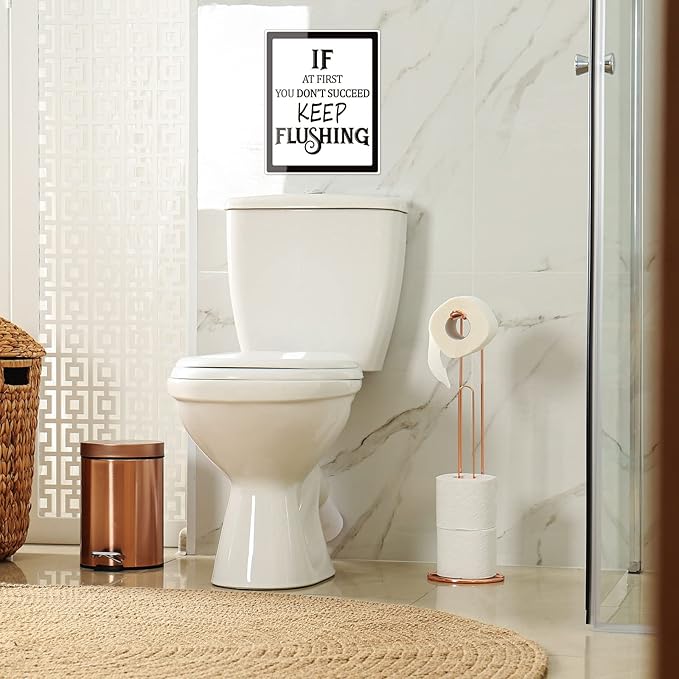 Zonon 9 Pieces Bathroom Wall Decor, Funny Vintage Bathroom Signs Washroom Quotes Sayings Art Prints Washroom Posters for Wall Restroom Toilet Decoration Pictures, Unframed(Black Font)