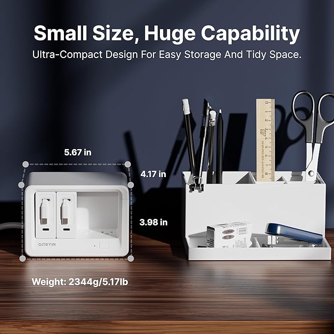 10-in-1 Desktop Charging Station with 2 Retractable Wall Chargers, 40W USB-C Power Strip with 6 AC, 2 USB C, 2 Type-C 31.5in Cables, Extension Cord with 1020J Surge Protection for Home Office