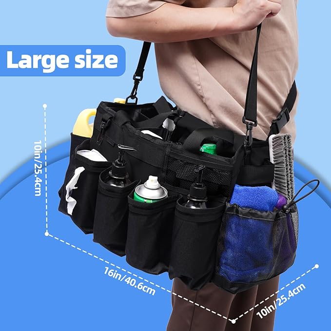 2 Large Cleaning Supplies Bags for Housekeepers for Kitchen, Black