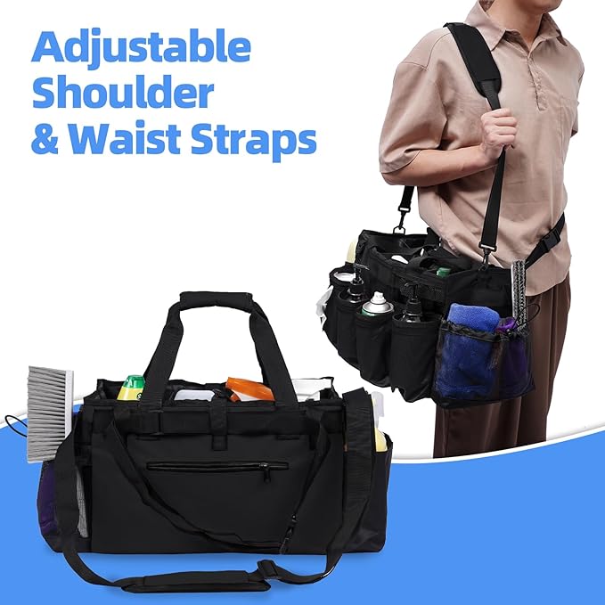 2 Large Cleaning Supplies Bags for Housekeepers for Kitchen, Black