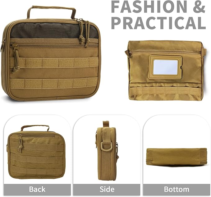 VELVEBAG Toiletry Bag for Men, Mens Travel Bag Toiletry Organizer Dopp Kit Waterproof Bathroom essentials Hanging Shaving toiletries Bag for Men Travel for Cosmetic,Toiletries Accessories, Khaki