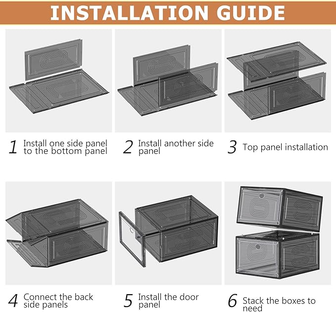 10 Pack Thicken Shoe Organizer Stackable,Upgraded Sturdy Shoe Storage Box with Magnetic Door,Shoe Containers For Sneaker Display,Hat Organizer,Black…