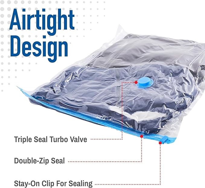 12 Pack Variety Vacuum Storage Bags for Comforters, Blankets & Clothes – Vacuum Sealed Compression Bags with Hand Pump – Space Saver Storage Bags for Bedding, Moving, Travel & Organization (6L & 6XL)