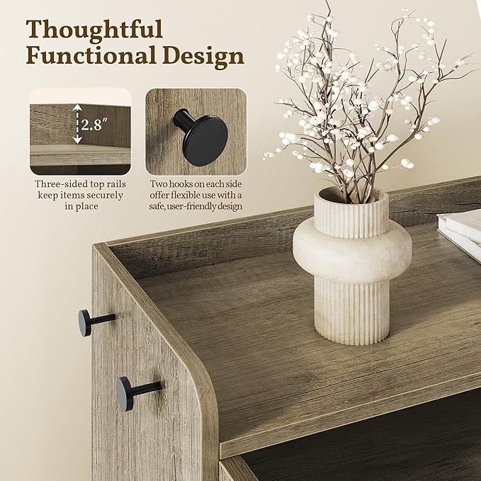 Yaheetech Shoe Storage Cabinet with Barn-Inspired Doors, 6-Tier Shoe Cabinet with Adjustable Shelves & Side Hooks, Compact Shoe Rack Organizer Cabinet for Entryway, Hallway, Gray