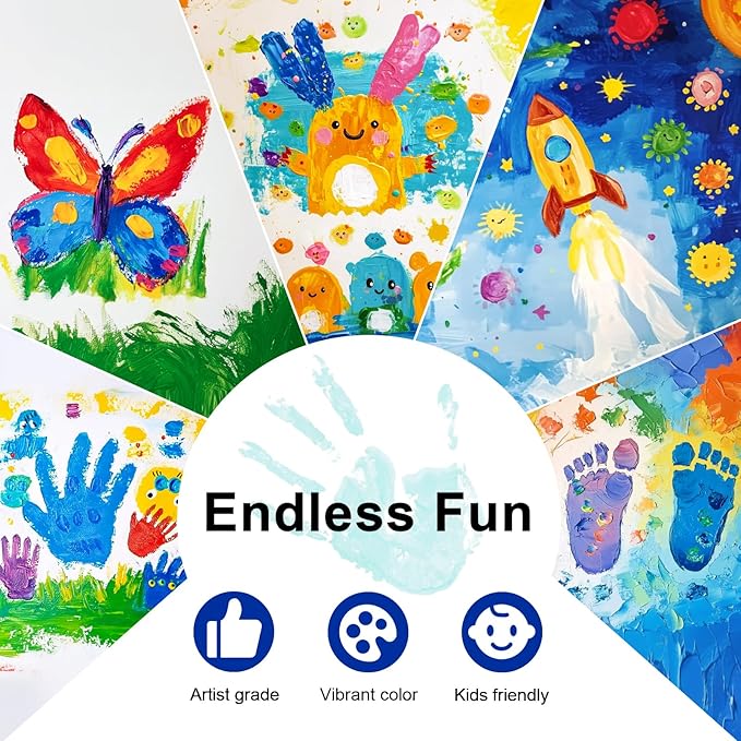 15 Colors Large Washable Paint Set (33.8oz/ 1000ml), Bulk Painting Supplies Non Toxic Tempera Paint for Kids Toddlers, Poster & Finger Paint for Art DIY Craft Classroom School Home-with Pump