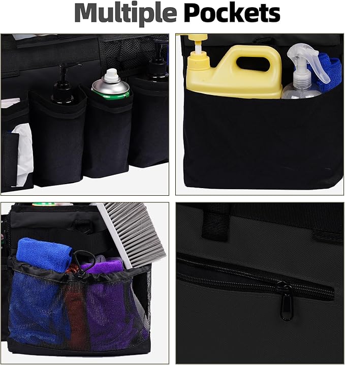 2 Large Cleaning Supplies Bags for Housekeepers for Kitchen, Black