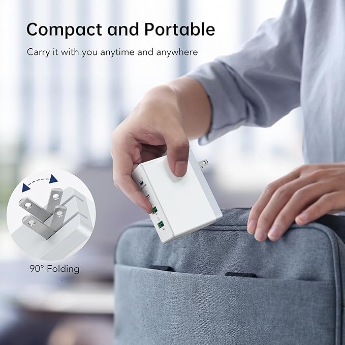 140W Mac Book Pro Charger,4 Port Flat Charging Station for Apple Type c Fast Wall Charger,USB C Port MacBook Pro &MacBook Air Adapter Plug Block for iPhone 16/15/14/13Pro Max, iPad, AirPods 4,Samsung