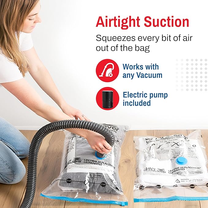 10-Pack Variety Vacuum Storage Bags for Comforters, Blankets & Clothes – Vacuum Sealed Compression Bags with Hand Pump – Space Saver Storage Bags for Bedding,Travel & Organization (2S, 2M, 3L & 3XL)