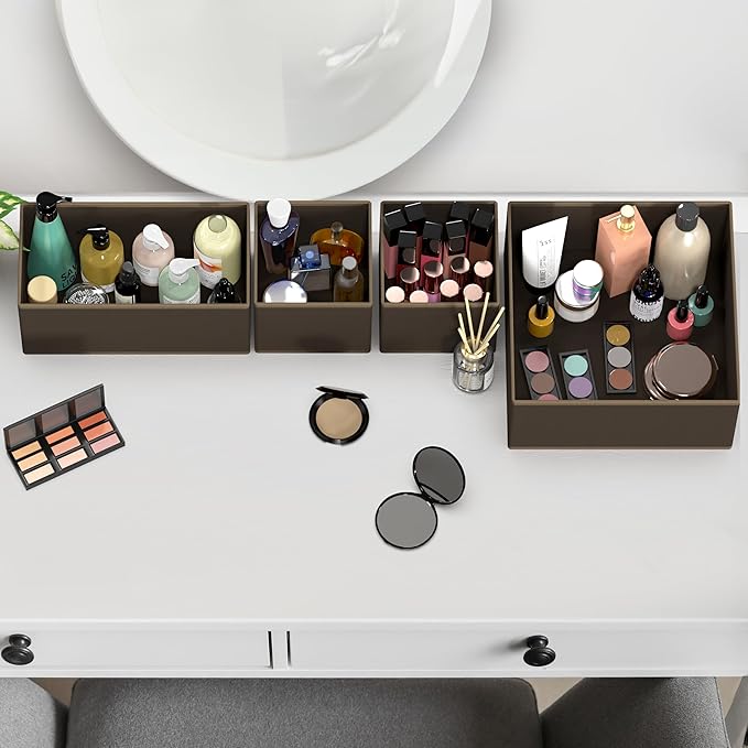 Simple Houseware Underwear Drawer Organizer for Lingerie/Undergarment/Bra/Panty/Sock/Onesie, Set of 6, Brown