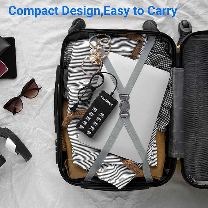 10-Port USB Charger Station, 50W10A Multiport Charger Hub for iPhone, Galaxy, iPad & More