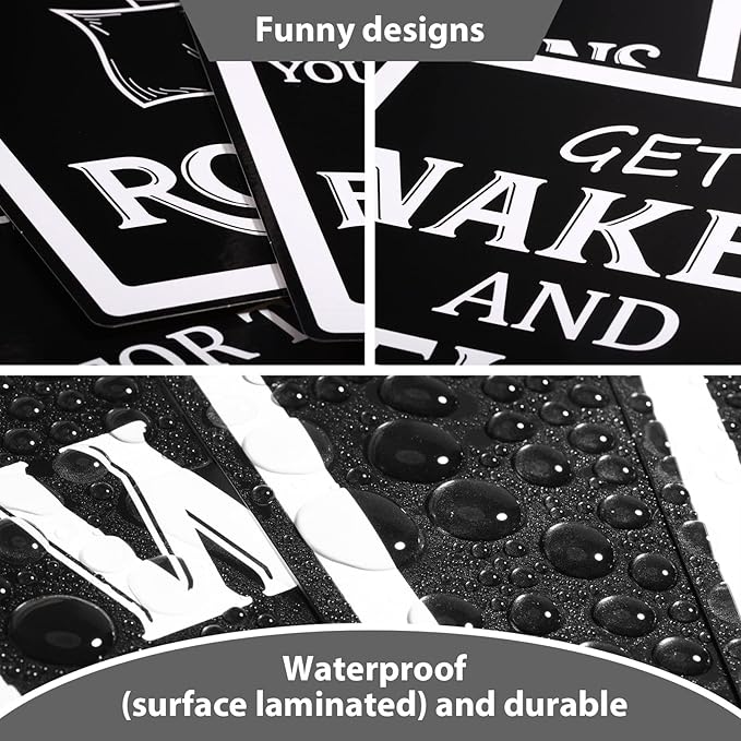 Zonon 9 Pieces Bathroom Wall Decor, Funny Vintage Bathroom Signs Washroom Quotes Sayings Art Prints Washroom Posters for Wall Restroom Toilet Decoration Pictures, Unframed(White Font)