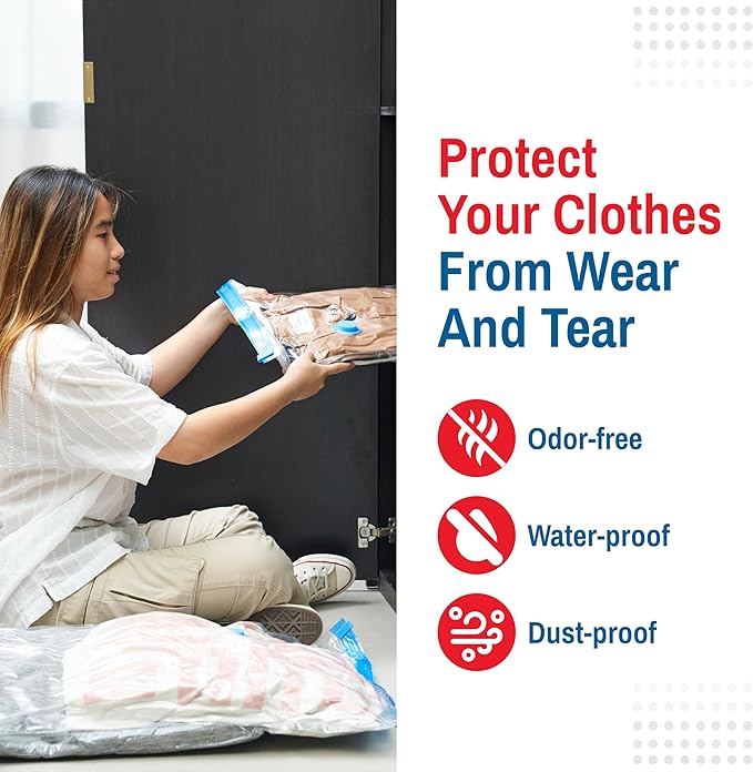 10 Pack Variety Vacuum Storage Bags for Comforters, Blankets & Clothes – Vacuum Sealed Compression Bags with Electric Pump – Space Saver Storage Bags for Bedding, Travel & Organization (4M, 3L, 3XL)