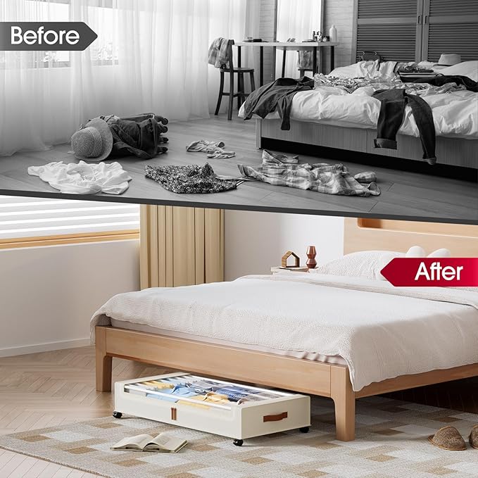 Yecaye Under Bed Storage with Wheels 2Pack, 70L Larger Capacity Under Bed Storage Containers, Underbed Shoe Storage Organizer, Rolling Under Bed Metal Drawers for Clothes, Blankets(35.5 x 17 x 6.7in)