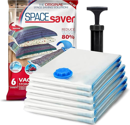 12 Pack Variety Vacuum Storage Bags for Comforters, Blankets & Clothes – Vacuum Sealed Compression Bags with Hand Pump – Space Saver Storage Bags for Bedding, Moving, Travel & Organization (6L & 6XL)