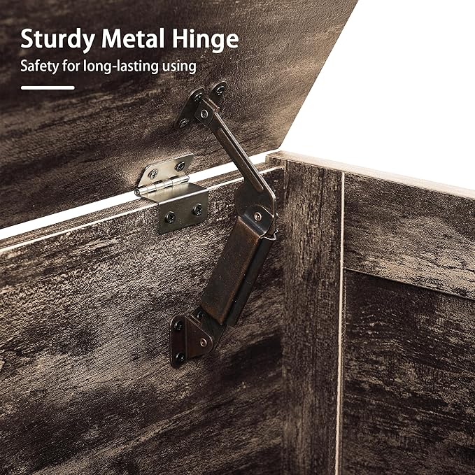 VECELO 30" Storage Chest with Lift Top Storage, Farmhouse Style Ottoman with Handwoven Wicker Cushion, Safety Hinges, Ideal for Entryway, Bedroom, Living Room, Walnut Brown