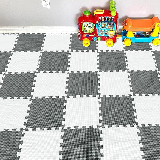 YIMINYUER® 25 Tiles (30cm×30cm×1cm Each Tile) Baby Soft Puzzle Play Mats, Kids Thick EVA Foam Floor, Toddlers & Children's Soft Interlocking Mat R01R12G301025