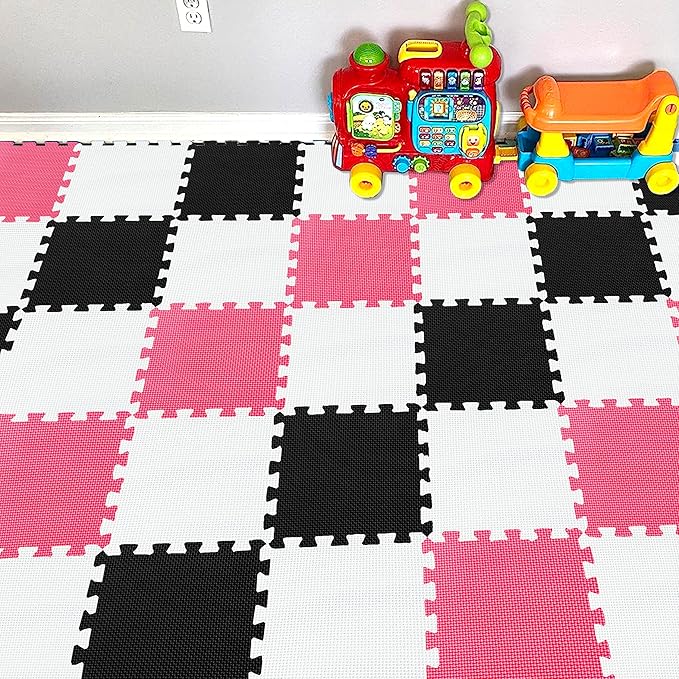 YIMINYUER® 25 Tiles (30cm×30cm×1cm Each Tile) Baby Soft Puzzle Play Mats, Kids Thick EVA Foam Floor, Toddlers & Children's Soft Interlocking Mat R01R04R09G301025