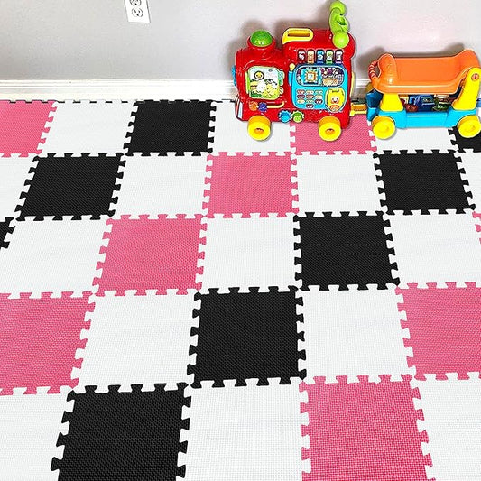 YIMINYUER® 25 Tiles (30cm×30cm×1cm Each Tile) Baby Soft Puzzle Play Mats, Kids Thick EVA Foam Floor, Toddlers & Children's Soft Interlocking Mat R01R04R09G301025