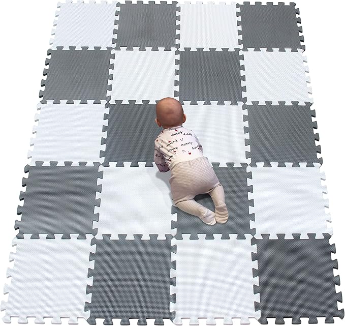 YIMINYUER® 20 Tiles (30cm×30cm×1cm Each Tile) Baby Soft Puzzle Play Mats, Kids Thick EVA Foam Floor, Toddlers & Children's Soft Interlocking Mat R01R12G301020