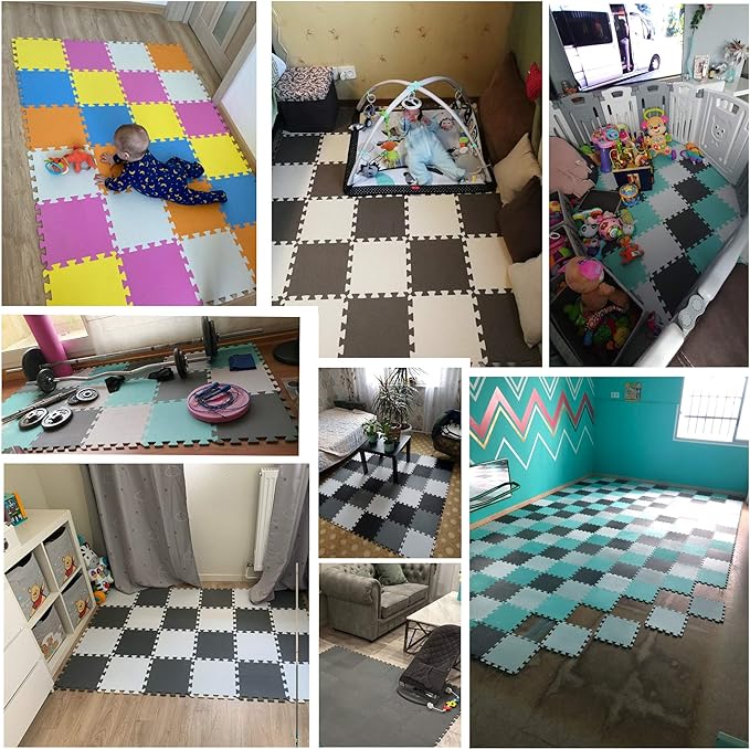 YIMINYUER® 20 Tiles (30cm×30cm×1cm Each Tile) Baby Soft Puzzle Play Mats, Kids Thick EVA Foam Floor, Toddlers & Children's Soft Interlocking Mat R02R06R10G301020