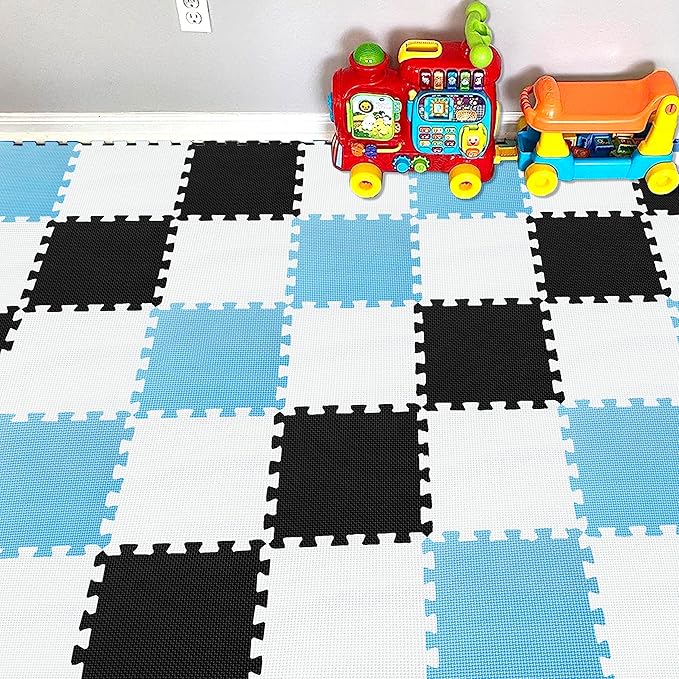 YIMINYUER® 25 Tiles (30cm×30cm×1cm Each Tile) Baby Soft Puzzle Play Mats, Kids Thick EVA Foam Floor, Toddlers & Children's Soft Interlocking Mat R01R04R07G301025
