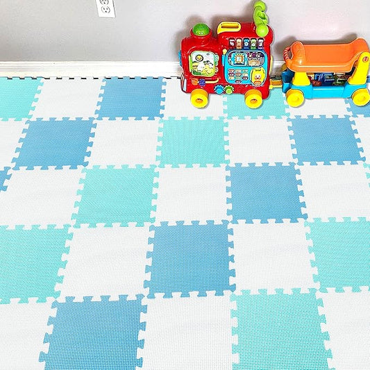 YIMINYUER® 25 Tiles (30cm×30cm×1cm Each Tile) Baby Soft Puzzle Play Mats, Kids Thick EVA Foam Floor, Toddlers & Children's Soft Interlocking Mat R01R07R08G301025