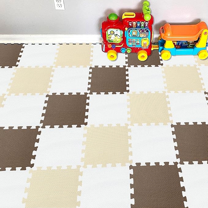 YIMINYUER® 25 Tiles (30cm×30cm×1cm Each Tile) Baby Soft Puzzle Play Mats, Kids Thick EVA Foam Floor, Toddlers & Children's Soft Interlocking Mat R01R06R10G301025