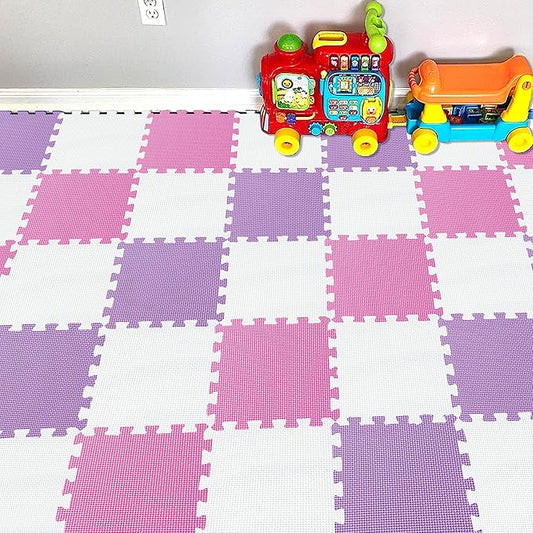 YIMINYUER® 25 Tiles (30cm×30cm×1cm Each Tile) Baby Soft Puzzle Play Mats, Kids Thick EVA Foam Floor, Toddlers & Children's Soft Interlocking Mat R01R03R11G301025