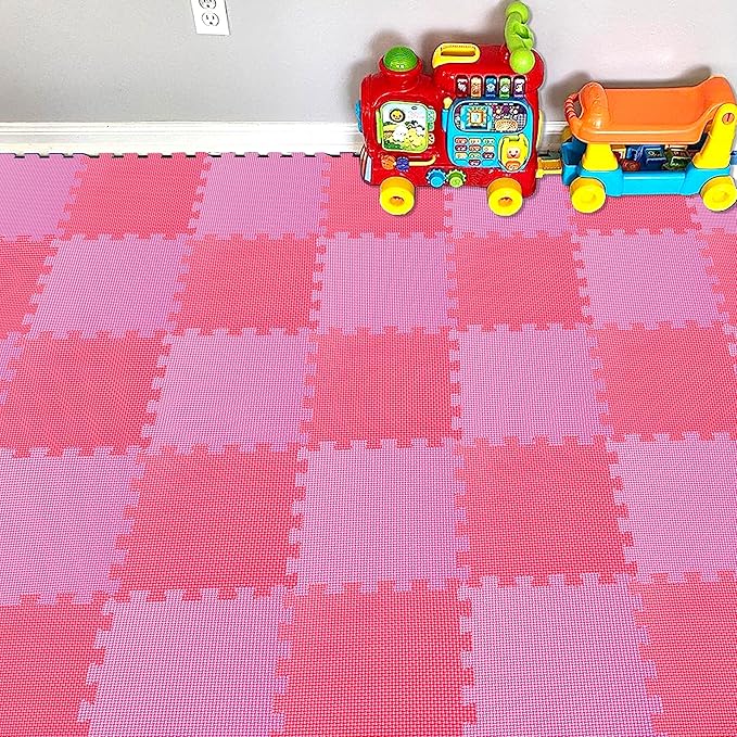 YIMINYUER® 25 Tiles (30cm×30cm×1cm Each Tile) Baby Soft Puzzle Play Mats, Kids Thick EVA Foam Floor, Toddlers & Children's Soft Interlocking Mat R03R09G301025