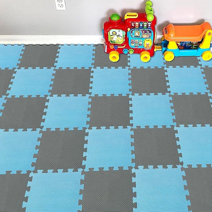 YIMINYUER® 25 Tiles (30cm×30cm×1cm Each Tile) Baby Soft Puzzle Play Mats, Kids Thick EVA Foam Floor, Toddlers & Children's Soft Interlocking Mat R07R12G301025