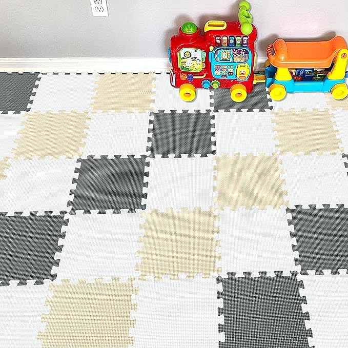 YIMINYUER® 25 Tiles (30cm×30cm×1cm Each Tile) Baby Soft Puzzle Play Mats, Kids Thick EVA Foam Floor, Toddlers & Children's Soft Interlocking Mat R01R10R12G301025