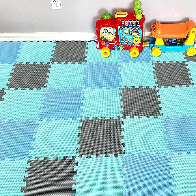 YIMINYUER® 25 Tiles (30cm×30cm×1cm Each Tile) Baby Soft Puzzle Play Mats, Kids Thick EVA Foam Floor, Toddlers & Children's Soft Interlocking Mat R07R08R12G301025